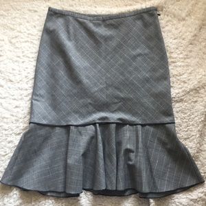 WHBM Fit and Flare Ruffle Pencil Skirt Black Check